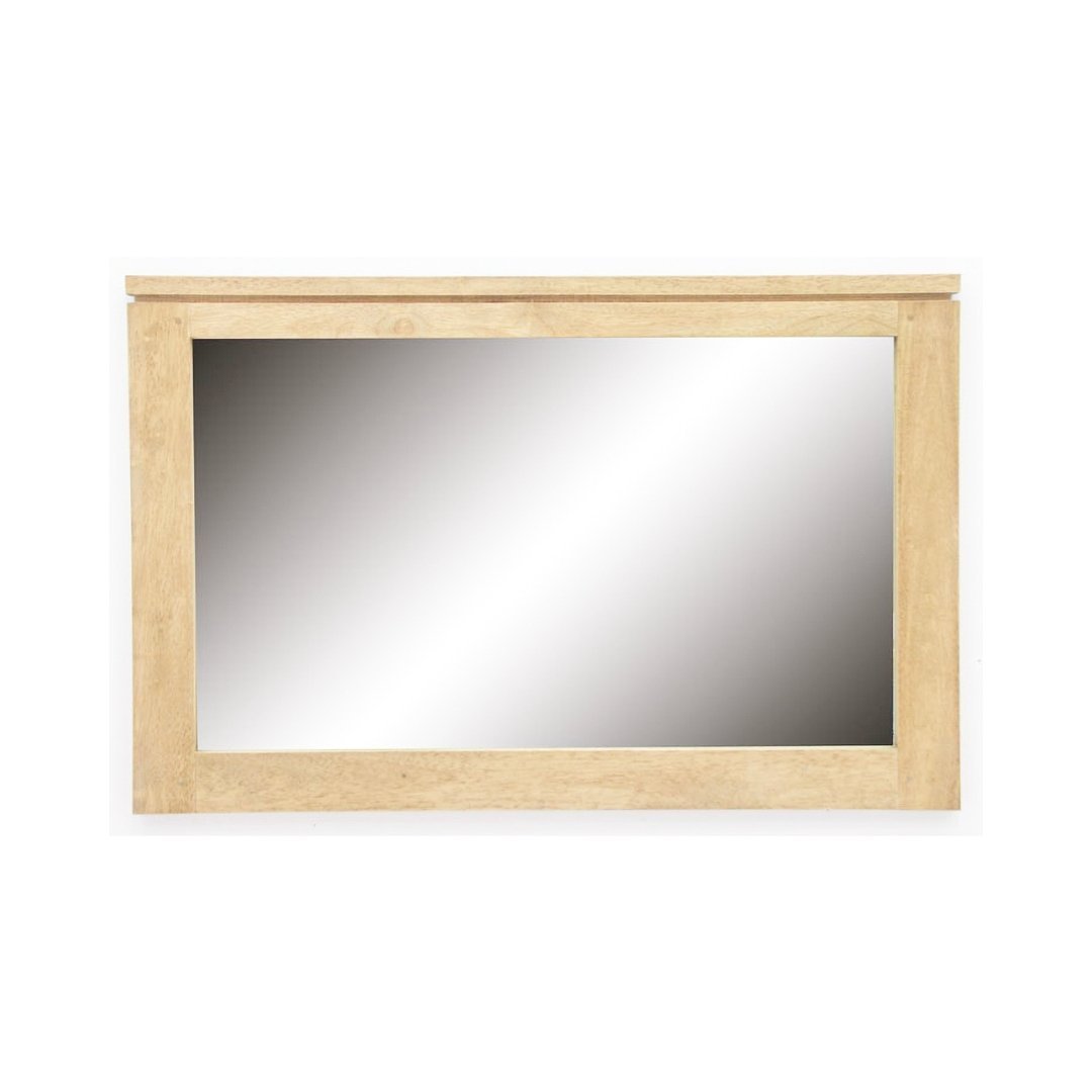 Mirror Hong Kong DC5049, Modern horizontal design wall-mounted mirror with real wood, view 2