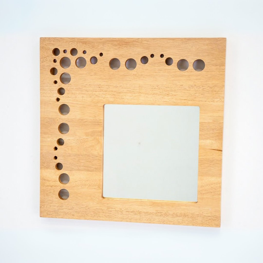 Mirror Bubble DC5064, Real wood mirror with circular pattern, artistic design