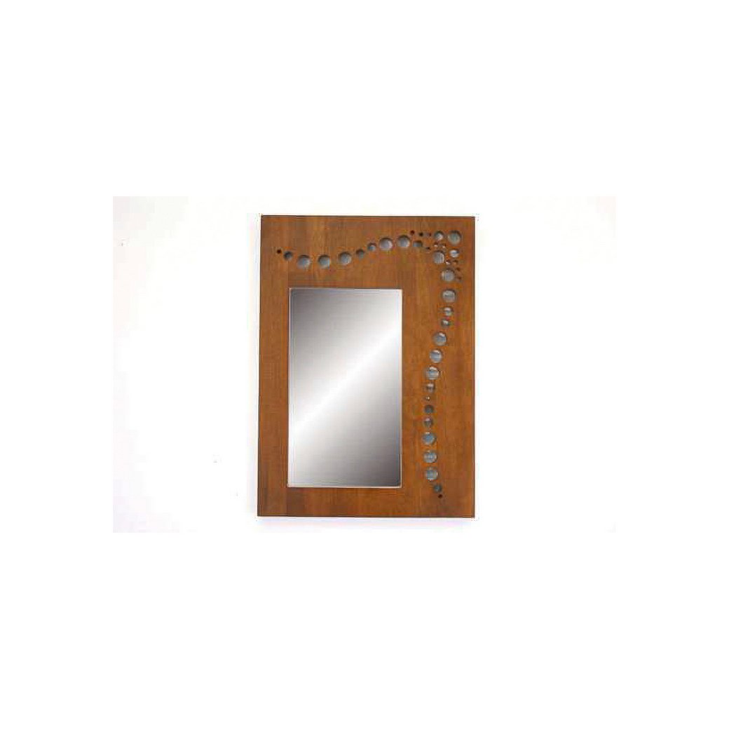 Mirror Bubble DC5065, Rectangular real wood mirror with circular pattern