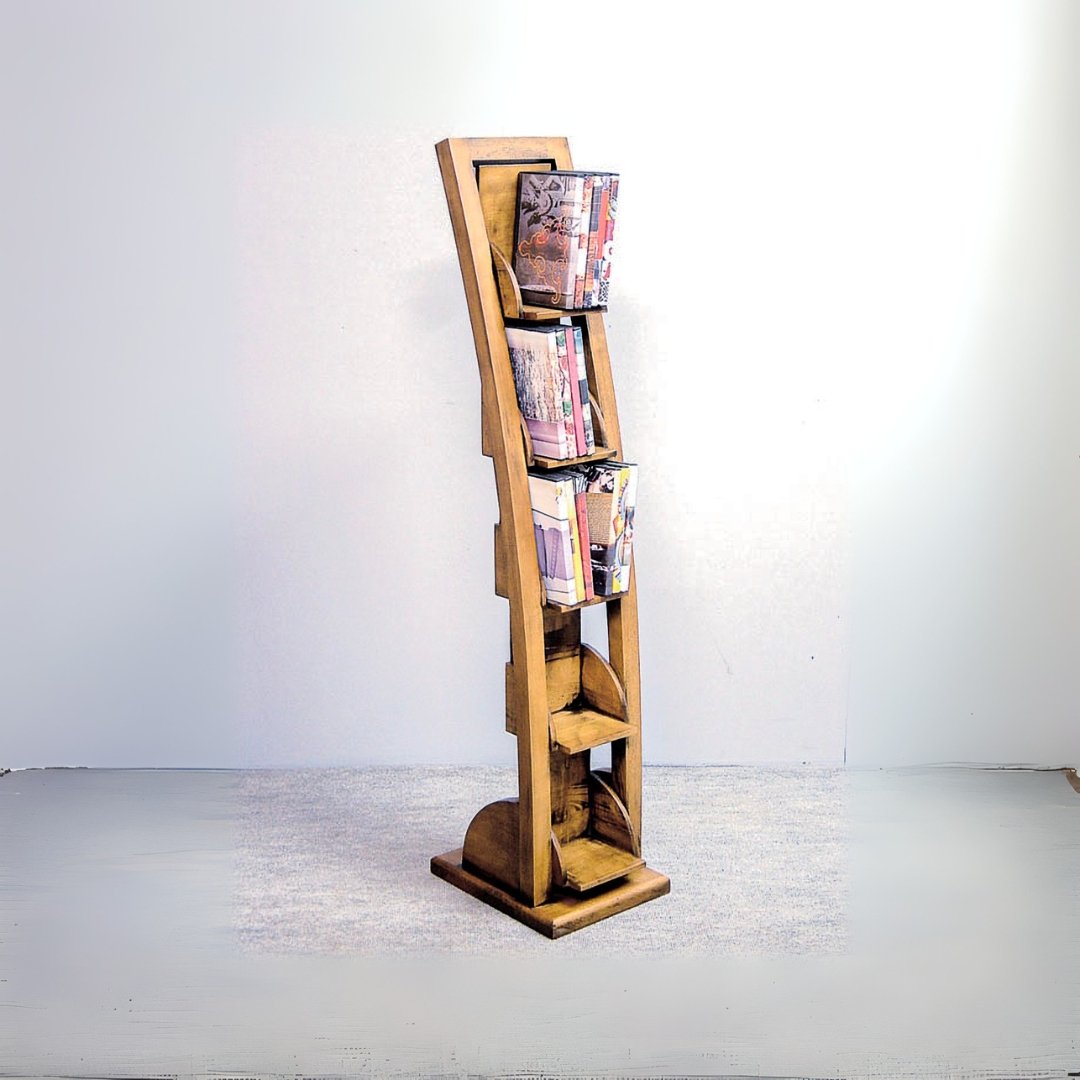 DVD Curve Rack DR2010, Solid wood DVD rack with a curved design, view 2