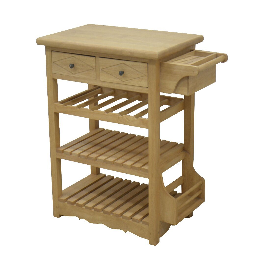 Kitchen Table Rack DR2022, Solid wood table and shelf with 2 drawers