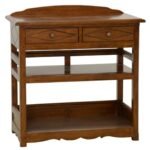 Kitchen Table Rack DR2023, Large, solid wood table and shelf with 2 drawers