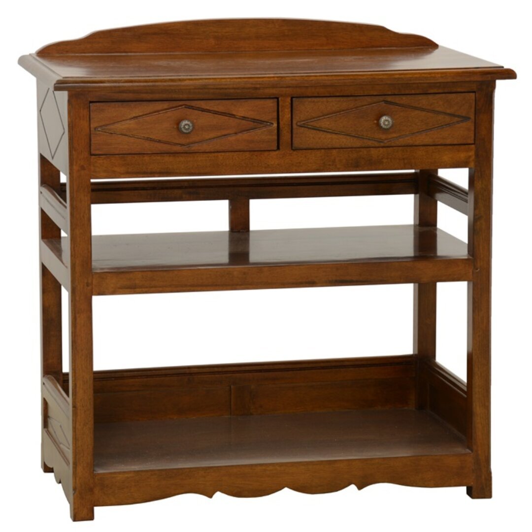 Kitchen Table Rack DR2023, Large, solid wood table and shelf with 2 drawers