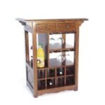 Kitchen Table Rack DR2025, Solid wood table and shelf with 2 drawers