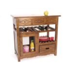 Kitchen Table Rack DR2039, Solid wood table and shelf with 1 door and 4 drawers