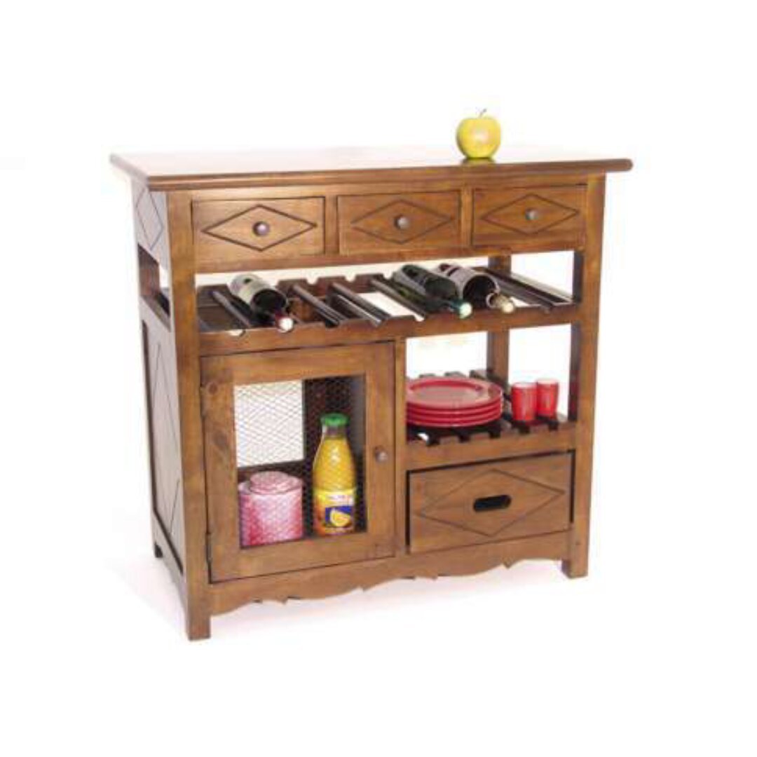 Kitchen Table Rack DR2039, Solid wood table and shelf with 1 door and 4 drawers