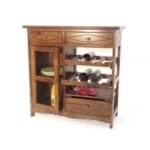 Kitchen Table Rack DR2040, Solid wood table and shelf with 3 drawers and 1 door