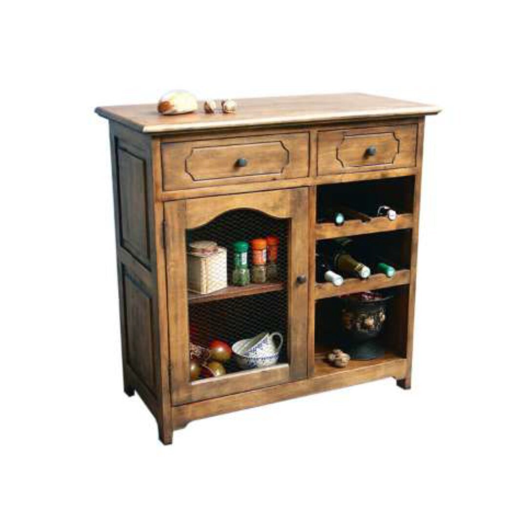 Kitchen Table Rack DR2042, Solid wood table and shelf with 2 drawers and 1 door