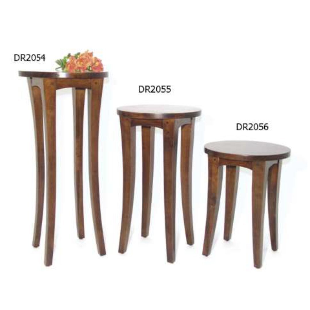 Round Side Table DR2054, Set of 3 round wooden side tables in different sizes