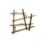 Wall Shelf DR2084, A modern, destructured design solid wood shelf with a dimensional look
