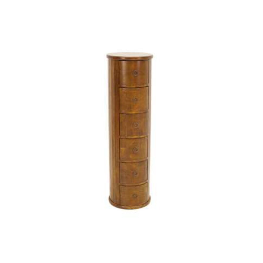 Column Cabinet DR2119, Tall, solid wood drawer cabinet with 6 drawers, minimalist design