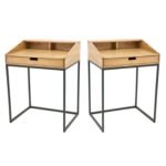 S/2 Desk 1DRW MD7019, Solid wood desk with 1 drawer (set of 2)