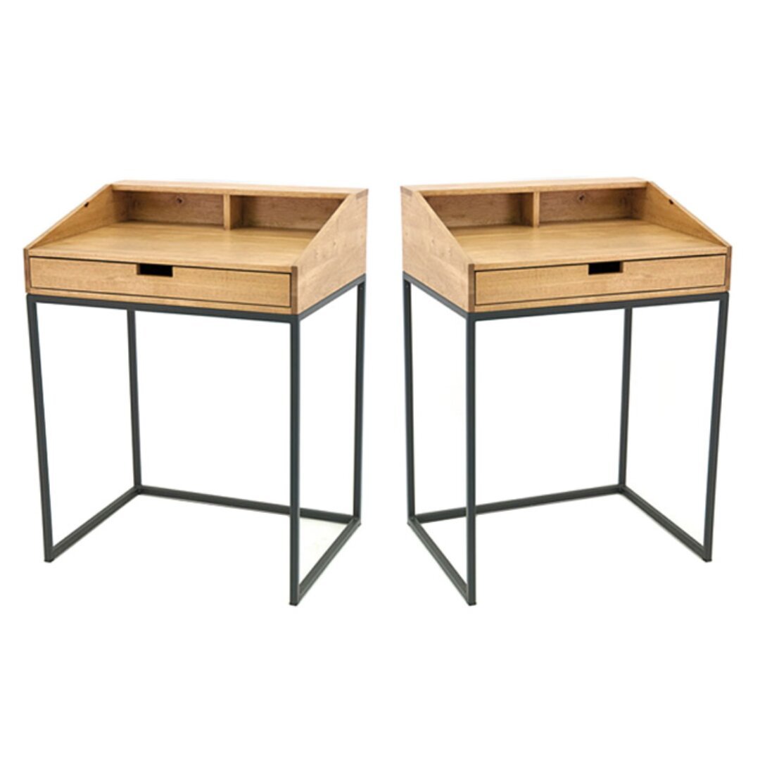 S/2 Desk 1DRW MD7019, Solid wood desk with 1 drawer (set of 2)