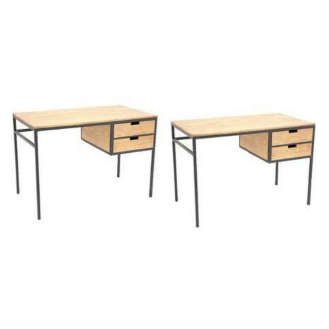S/2 Desk 2 Drawers MD7027, Minimalist design solid wood desk