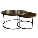 Round Low Table Set MD7037, Minimalist design solid wood round low table set
