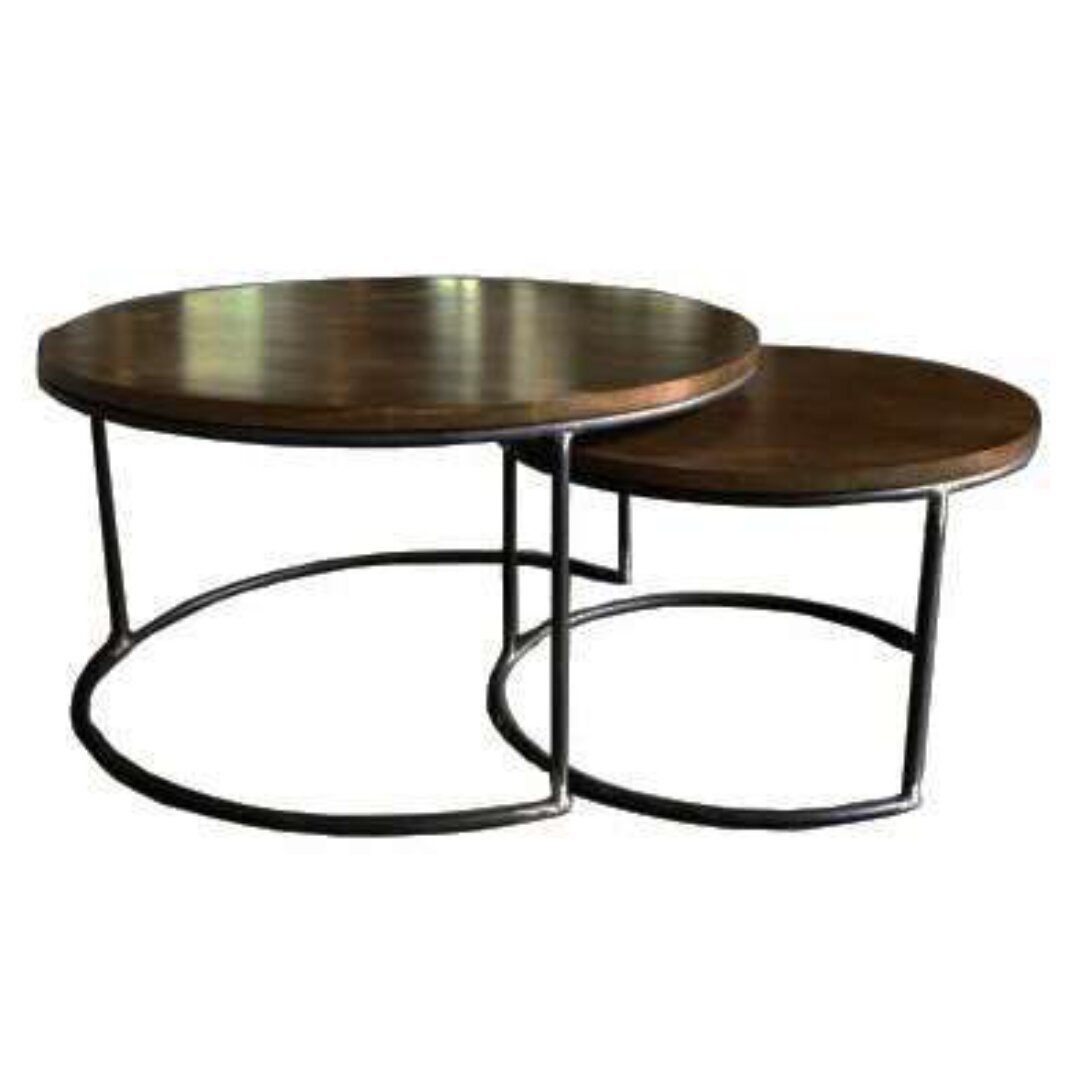 Round Low Table Set MD7037, Minimalist design solid wood round low table set