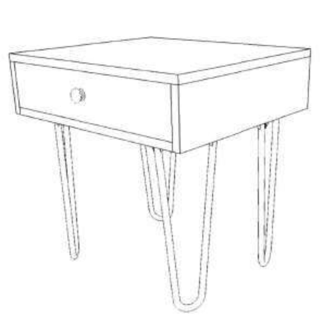 Bedside 1DRW MD7041, Minimalist design solid wood bedside table