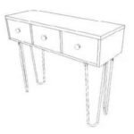 Console 3 Drawers MD7048, Minimalist design console with 3 drawers made of real wood