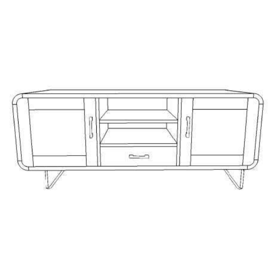 TV Cabinet MD7066, Minimalist design TV stand with 2 doors, 1 drawer, and 2 compartments