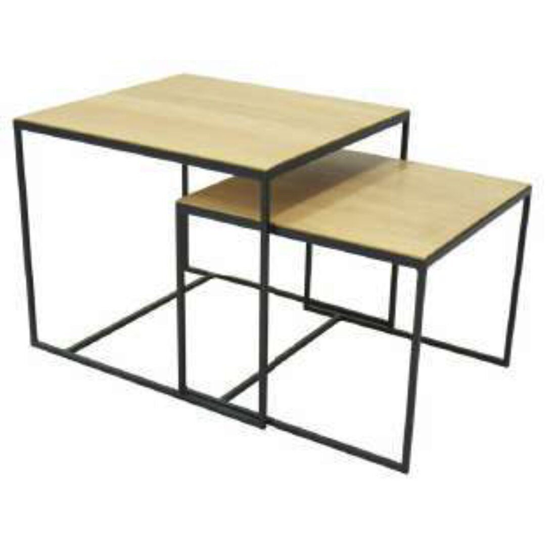 S/2 Coffee Table MD7070, Minimalist design solid wood coffee table set