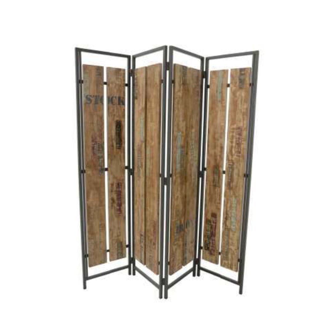 Screen MD7129, Minimalist style real wood room divider, 4 panels