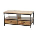 TV Cabinet MD7213, Minimalist solid wood TV stand with 2 drawers