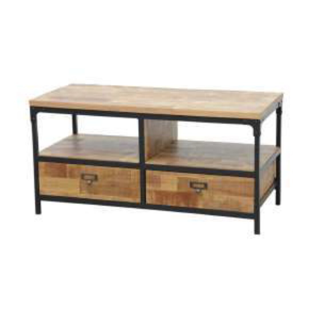 TV Cabinet MD7213, Minimalist solid wood TV stand with 2 drawers