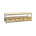 TV Cabinet MD7214, Minimalist solid wood TV stand with 3 drawers