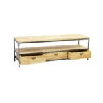 TV Cabinet MD7214, Minimalist solid wood TV stand with 3 drawers, view 2