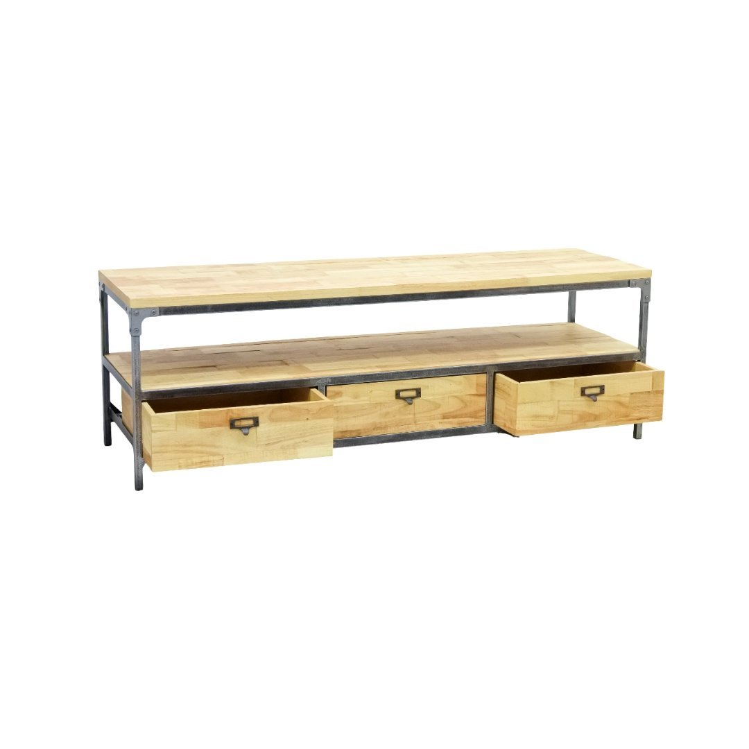 TV Cabinet MD7214, Minimalist solid wood TV stand with 3 drawers, view 2