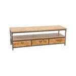 TV Cabinet MD7214, Minimalist solid wood TV stand with 3 drawers, view 3