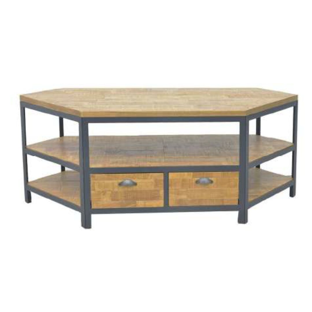 TV Corner MD7215, Factory-style solid wood corner TV stand