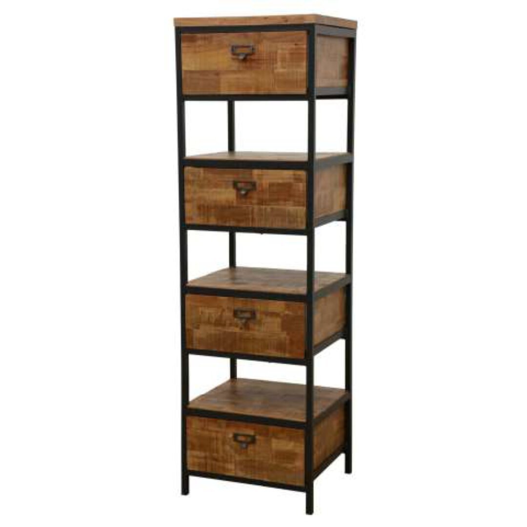 Column MD7217, Minimalist tall solid wood drawer cabinet