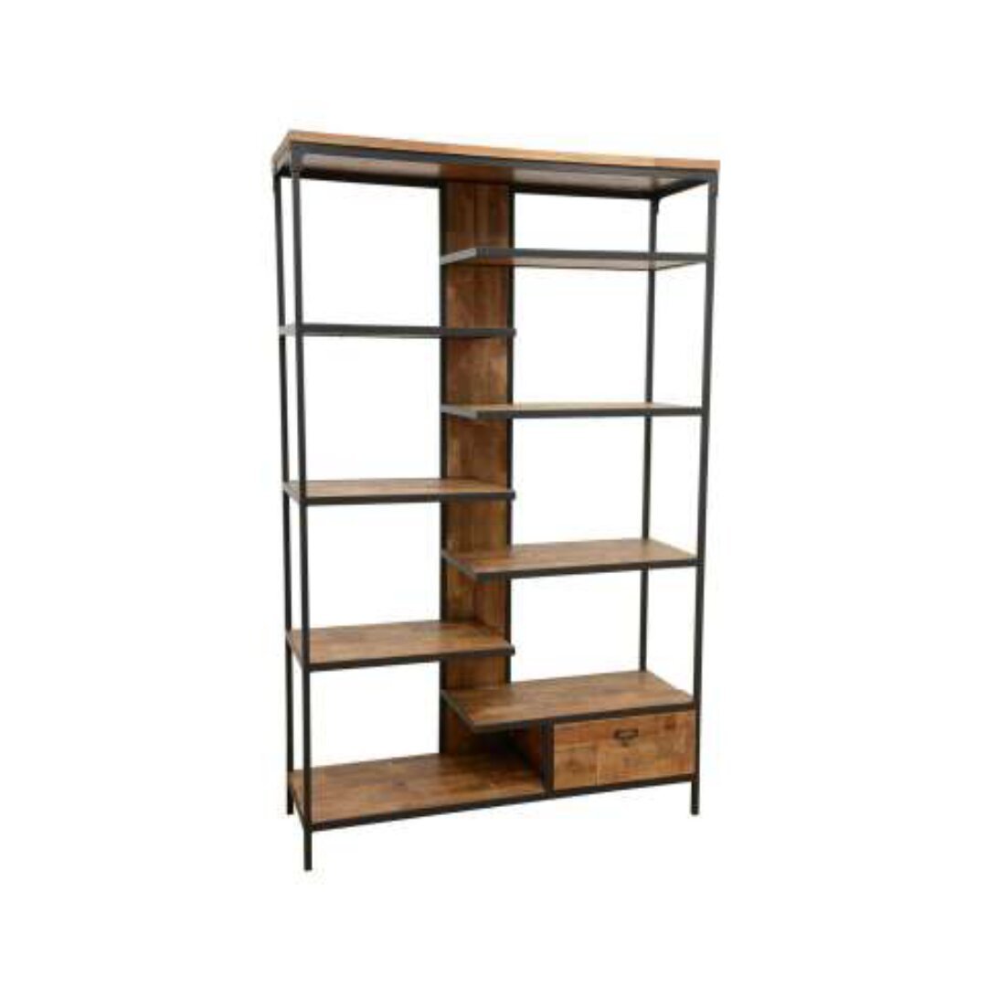 Bookshelf MD7221, Minimalist solid wood bookshelf with drawers