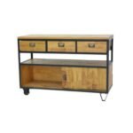 Chest 3 Drawers & Sliding Door MD7222, Minimalist solid wood chest of drawers with sliding door