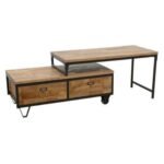TV Cabinet MD7224, Minimalist solid wood TV stand with 2 drawers