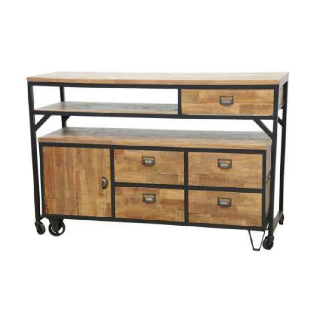 Counter MD7226, Solid wood counter with 5 drawers
