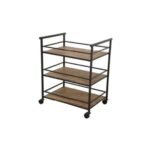 3-Tray Trolley on Wheels MD7239, Minimalist 3-tier solid wood trolley