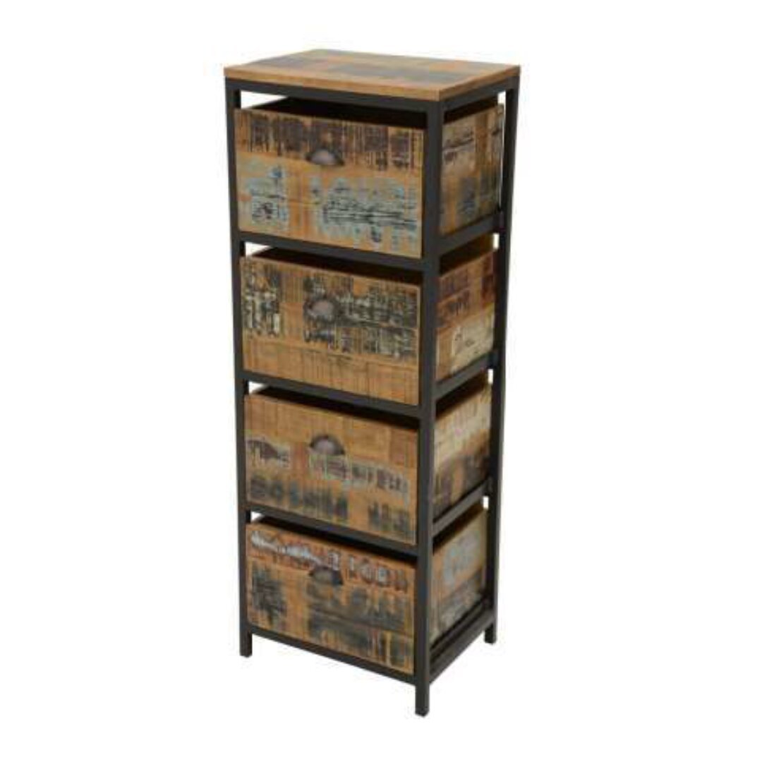 Column 4 Drawers MD7255, Minimalist solid wood column drawer unit