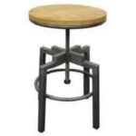 Stool Moving MD7275-1, Solid wood stool, adjustable height, 360-degree swivel
