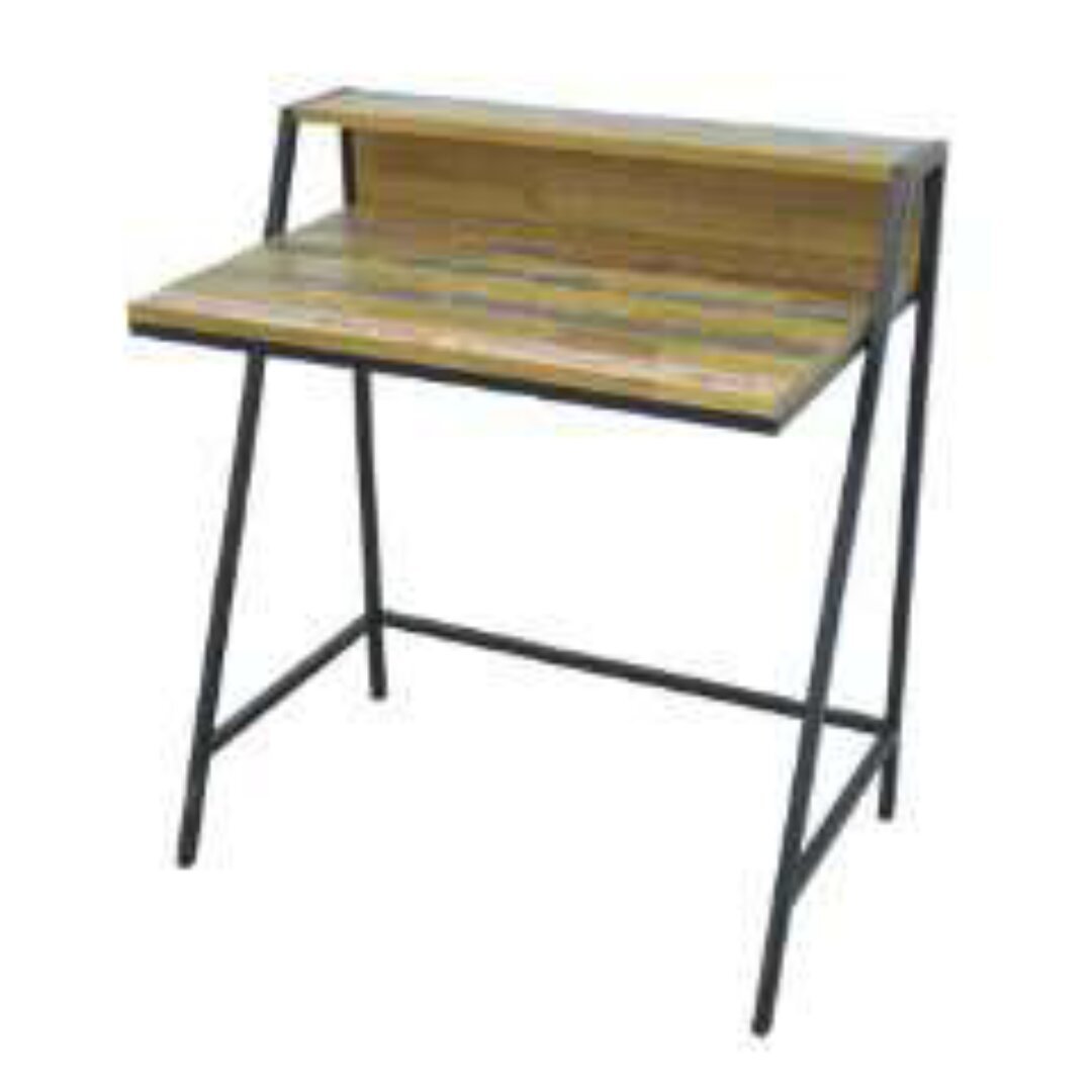 Desk MD7285, Solid wood work desk with top shelf, minimalist design