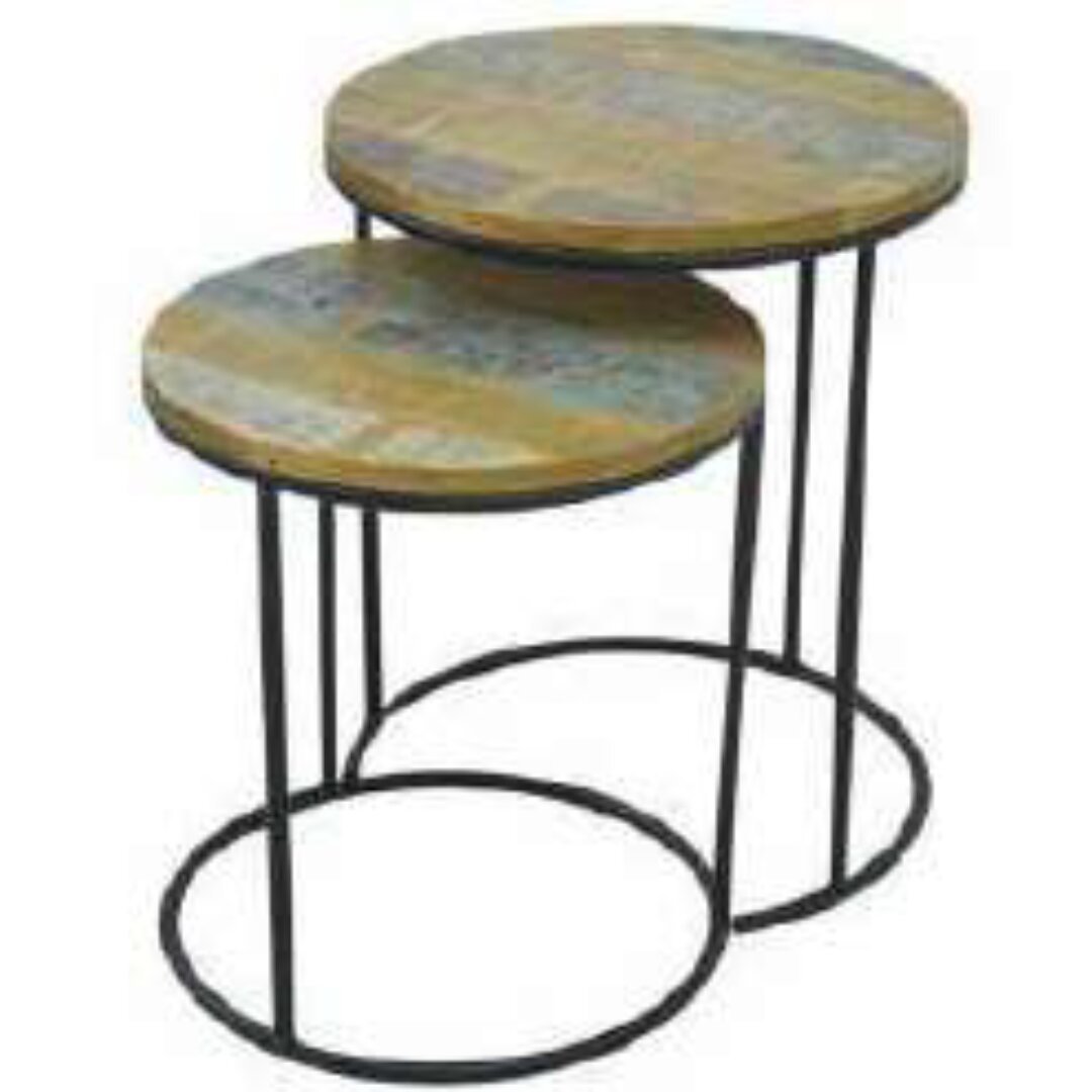S/2 Round Table MD7290, Set of 2 Round Side Tables