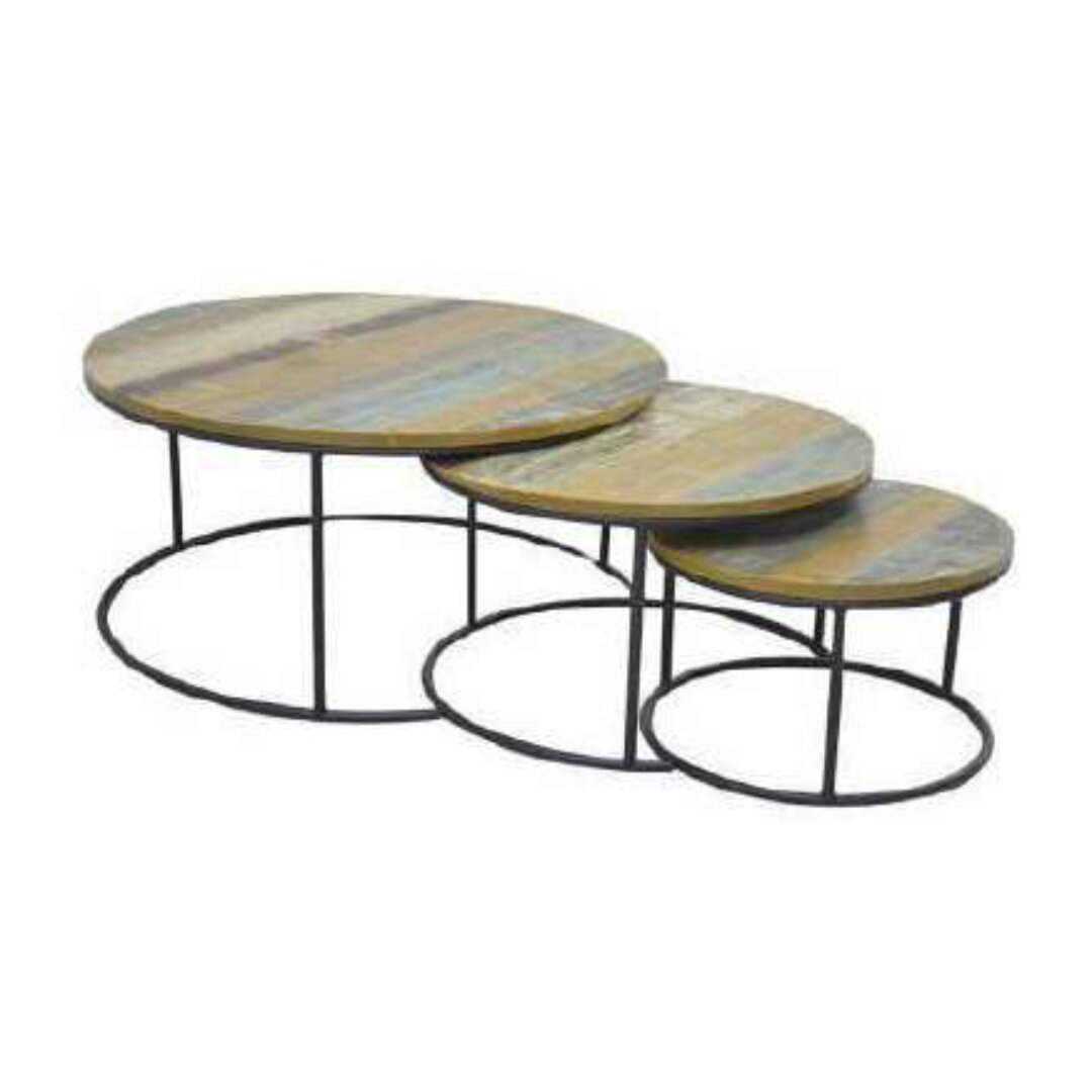 S/3 Round Low Table MD7291, Set of 3 Round Coffee Tables