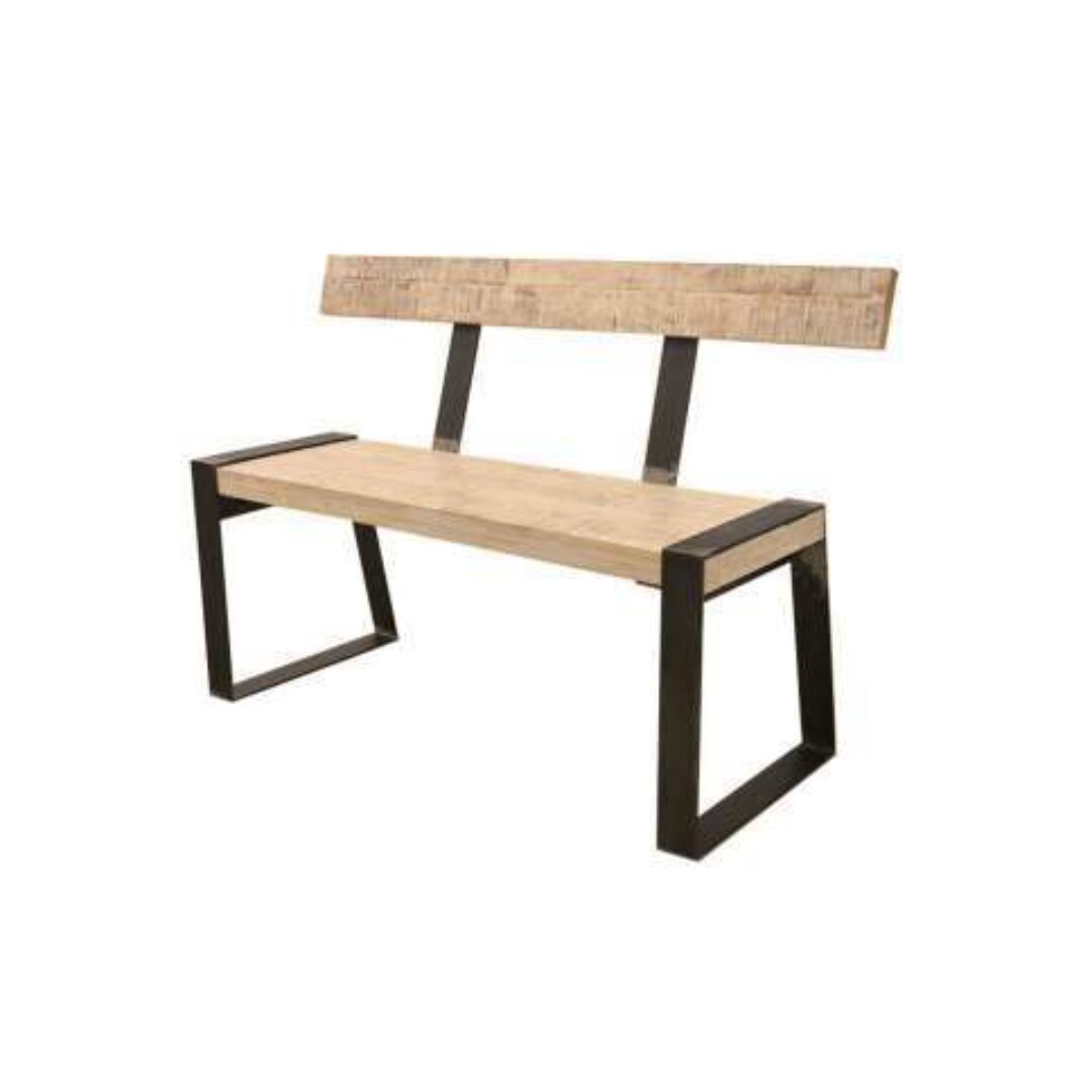 Wooden Bench MD7507KD, 120 cm long wooden bench with backrest