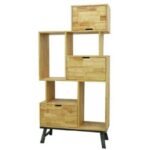 Bookshelf MD7710, Wooden bookshelf with 3 drawers, 200 cm high