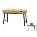 MD7713 Solid Wood Vanity Desk with 2 Drawers, Open Shelf & Mirror