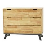3-Drawer Solid Wood Cabinet MD7723, Luxurious Design (100 cm)