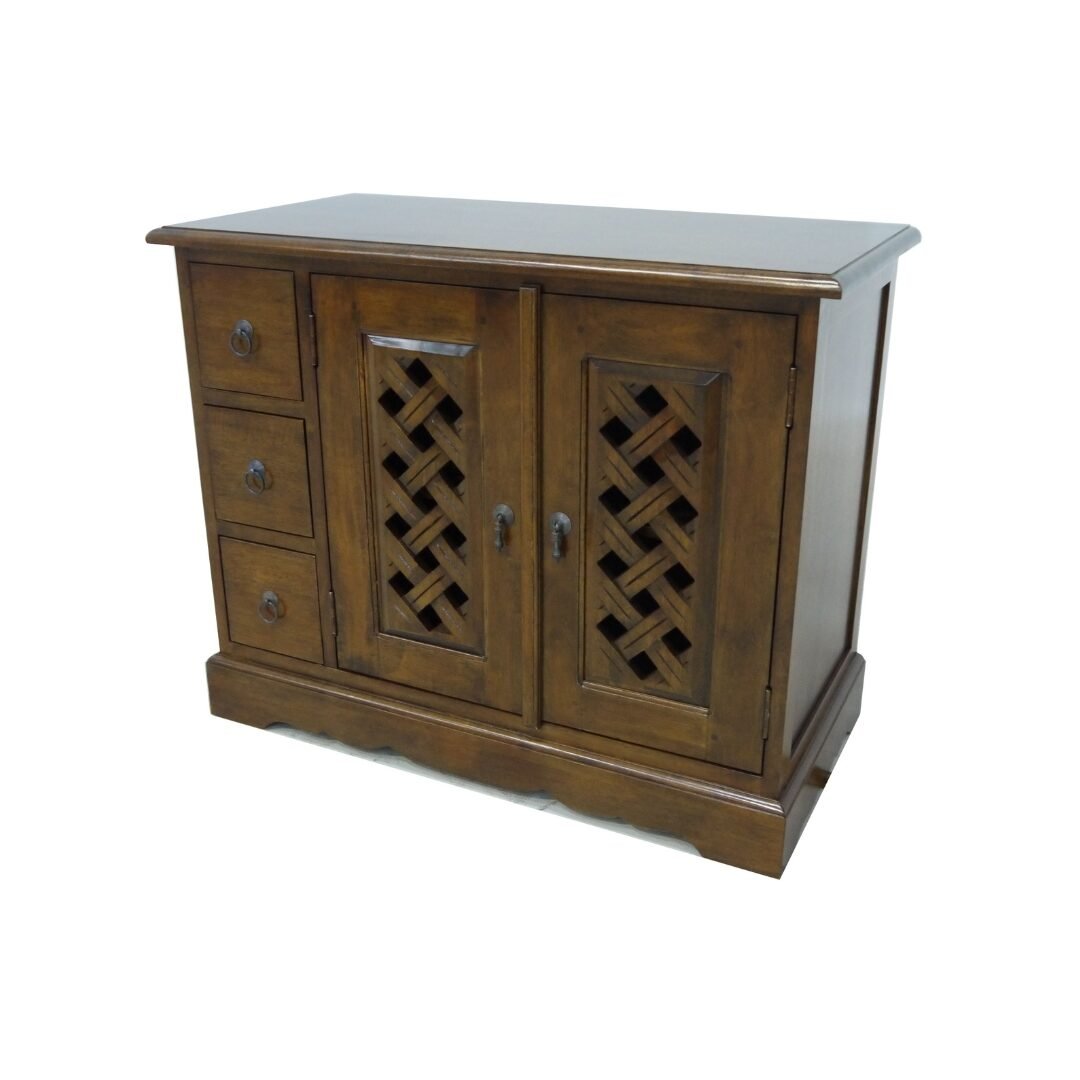 Solid wood TV cabinet MD8030 (90 cm) in colonial style with 3 drawers