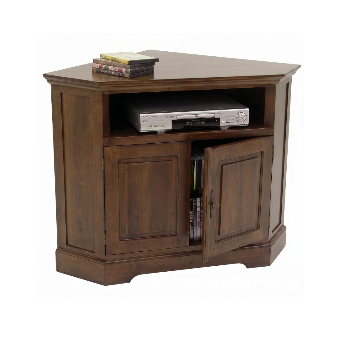 TV Corner Cabinet MD8033, Solid wood corner TV stand with two doors