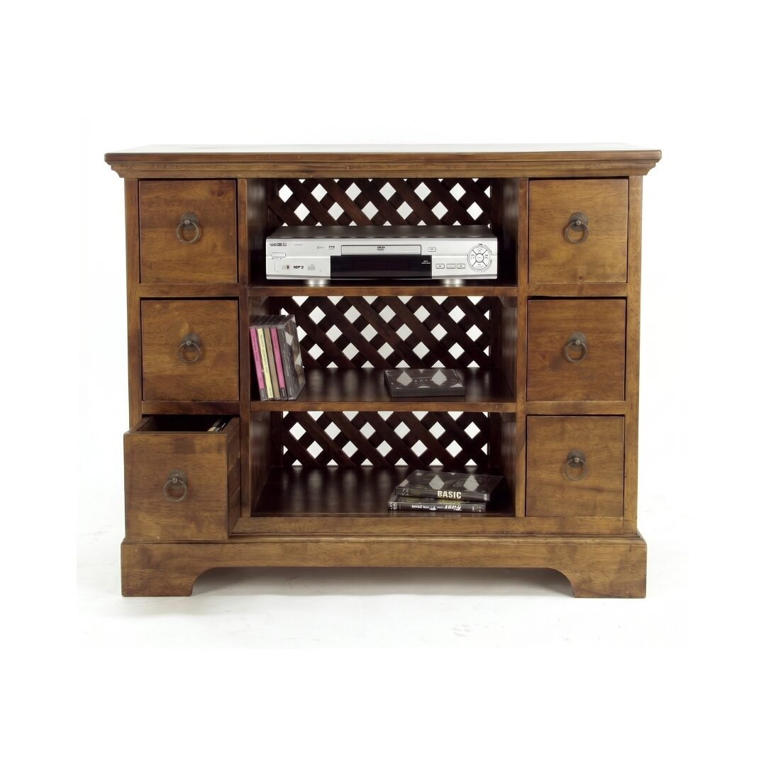 TV Cabinet MD8035, Solid wood TV stand with 6 drawers, classic design